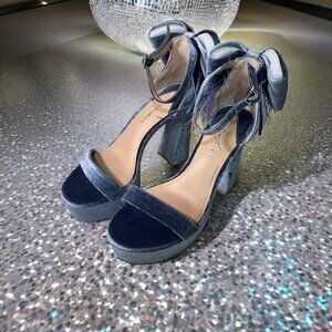 Antonio Melani Janie Velvet Platform Disco Funky Party Festival Retro Blue SZ 6